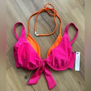 Sanctuary Hot Pink Bikini Top with Orange Lining